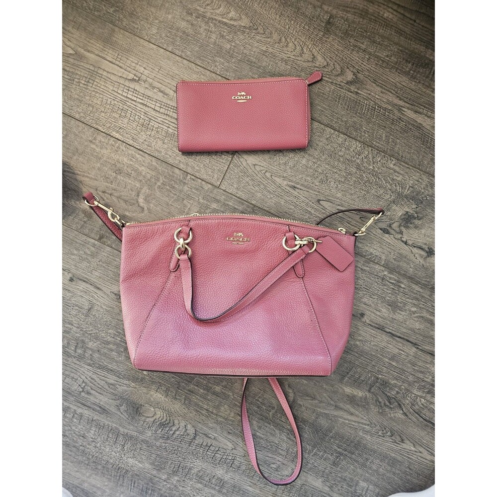 Coach Crossgrain Leather City Zip Tote With Matching Wallet Purplish Pink